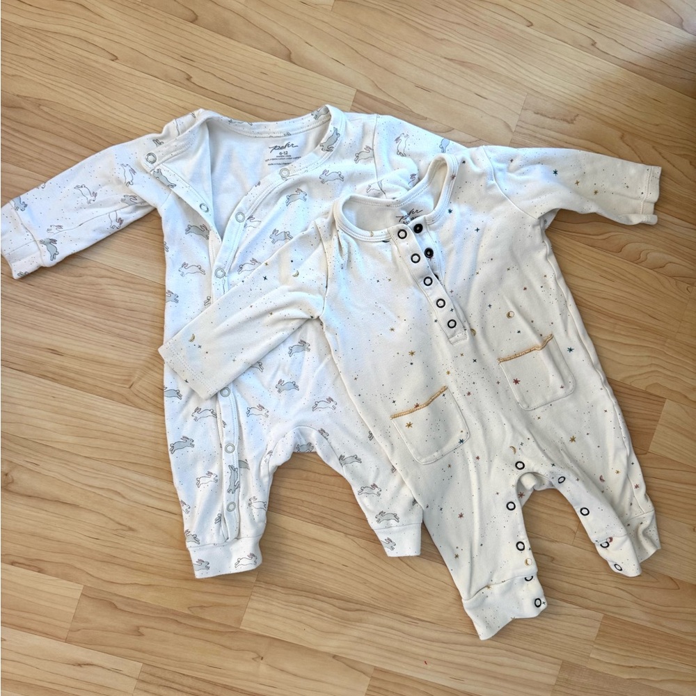 Pehr lot - organic bunny and stars footless sleepers size 6-12m